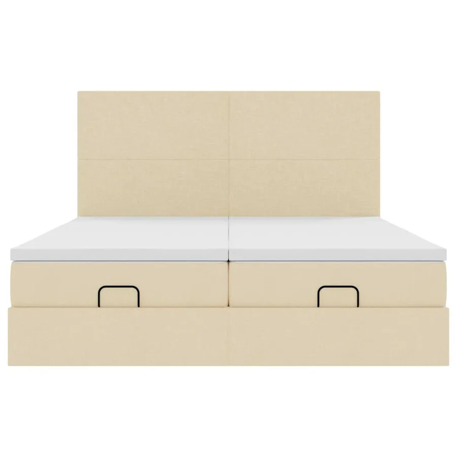 Cadre de lit ottoman avec matelas crème 180x200 cm tissu - 8