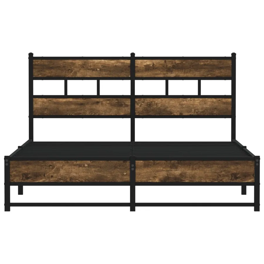 Cadre de lit en métal sans matelas chêne fumé 150x200 cm - 4
