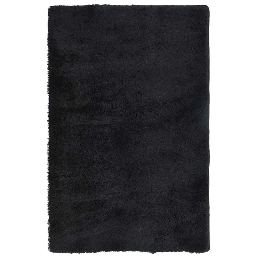 Tapis Shaggy à poils longs NAVARRA noir 130x200 cm polyester - 2