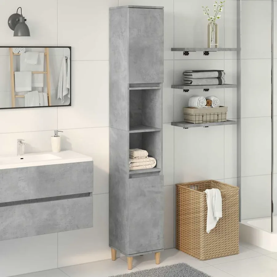 Armoire de salle de bain gris béton 30x30x190 cm - 3