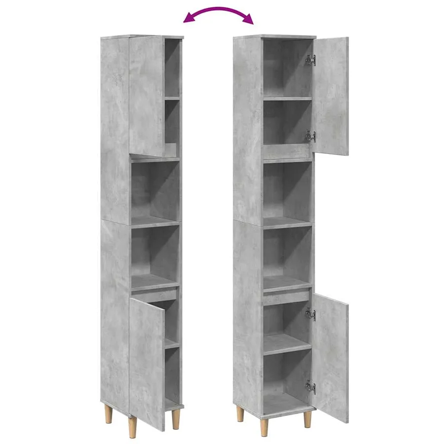 Armoire de salle de bain gris béton 30x30x190 cm - 8