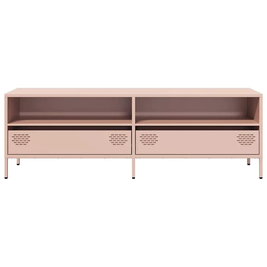 Meuble TV rose 135x39x43,5 cm acier laminé à froid - 4