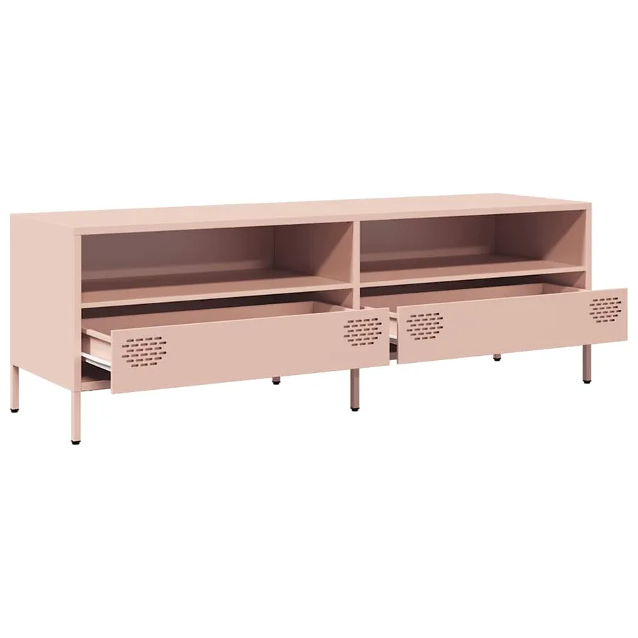 Meuble TV rose 135x39x43,5 cm acier laminé à froid - 5