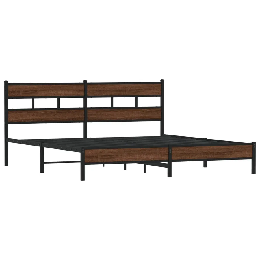 Cadre de lit en métal sans matelas chêne marron 193x203 cm - 3