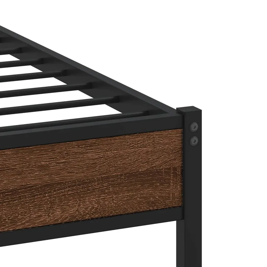 Cadre de lit en métal sans matelas chêne marron 193x203 cm - 7