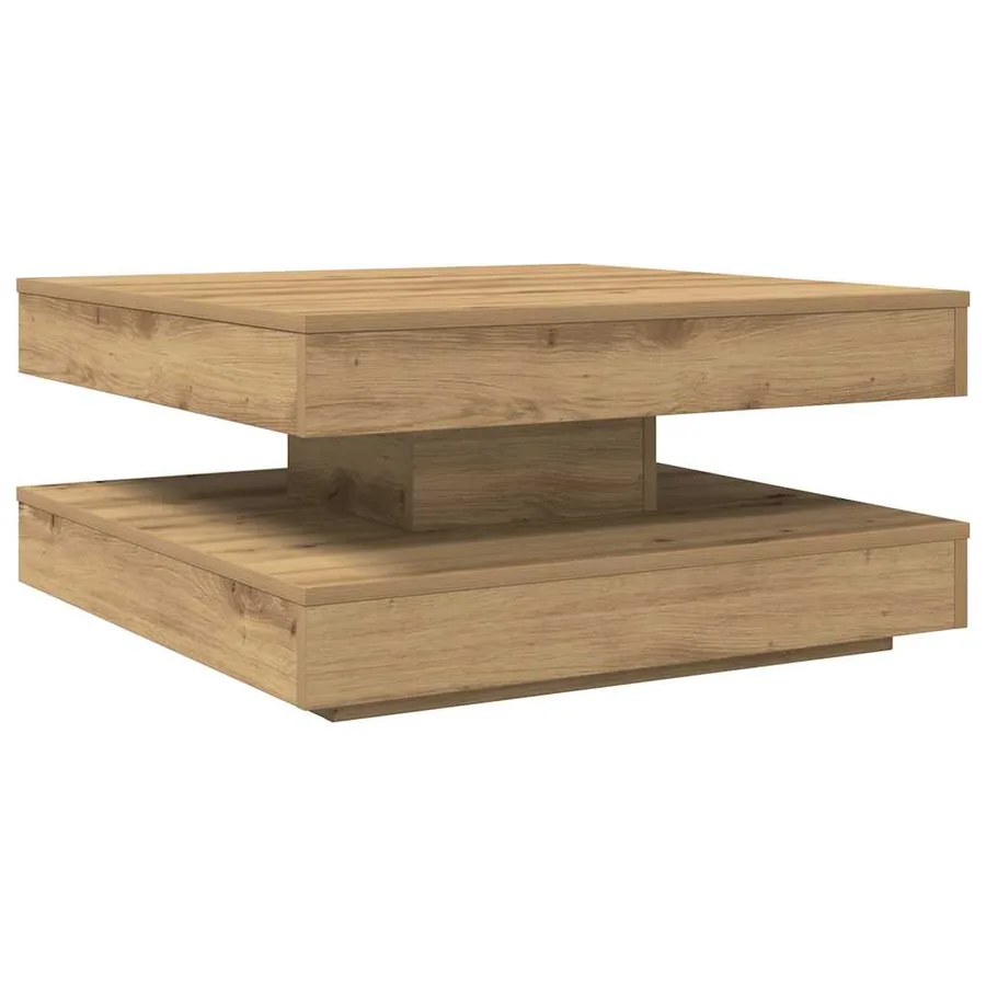 Table basse rotative à 360 degrés chêne artisanal 70x70x34,5 cm - 2