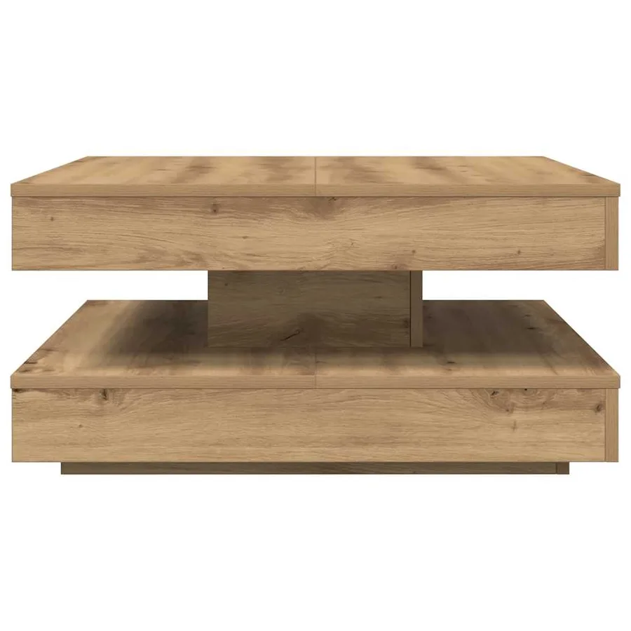 Table basse rotative à 360 degrés chêne artisanal 70x70x34,5 cm - 5