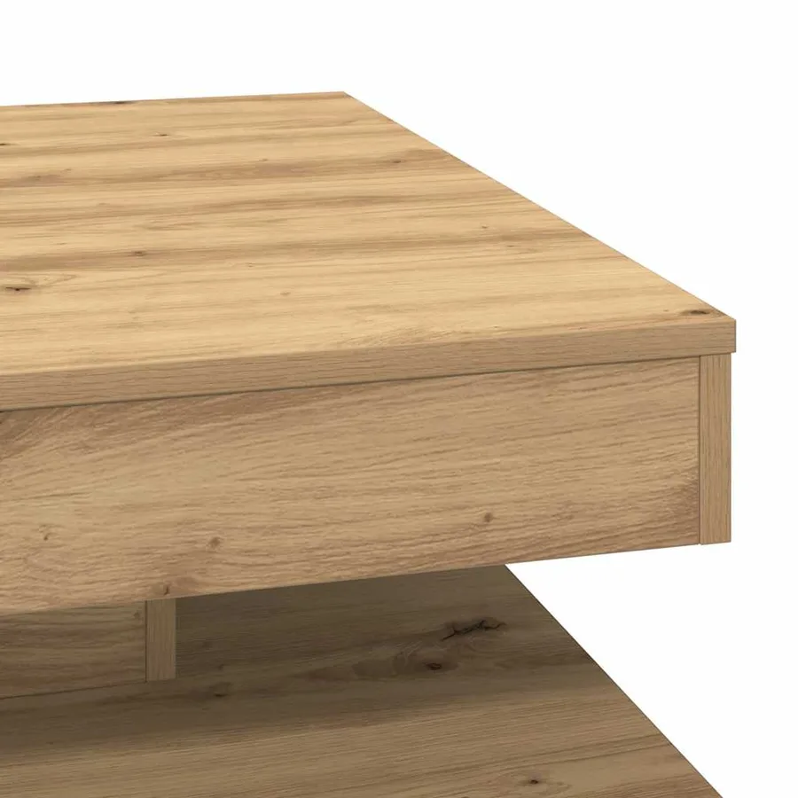 Table basse rotative à 360 degrés chêne artisanal 70x70x34,5 cm - 8