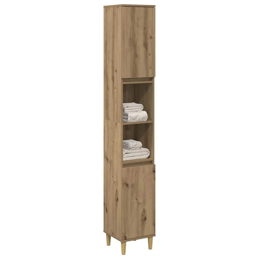 Armoire de salle de bain chêne artisanal 30x30x190 cm - 3