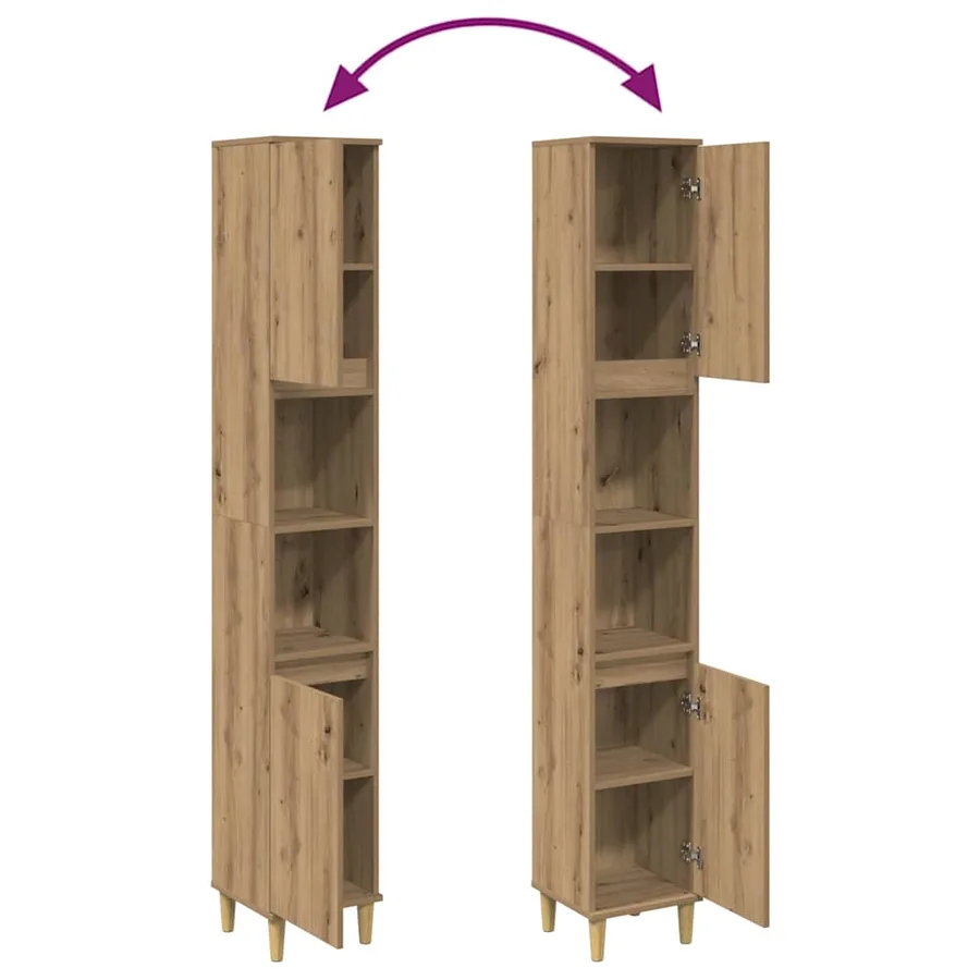 Armoire de salle de bain chêne artisanal 30x30x190 cm - 8