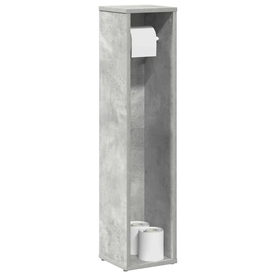 Meuble de salle de bain avec porte-rouleau gris béton 20,5 x 20 x 90 cm