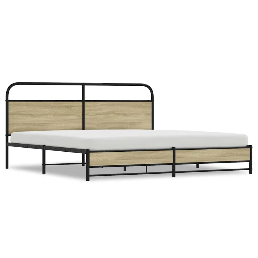 Cadre de lit en métal sans matelas chêne sonoma 180x200 cm - 2