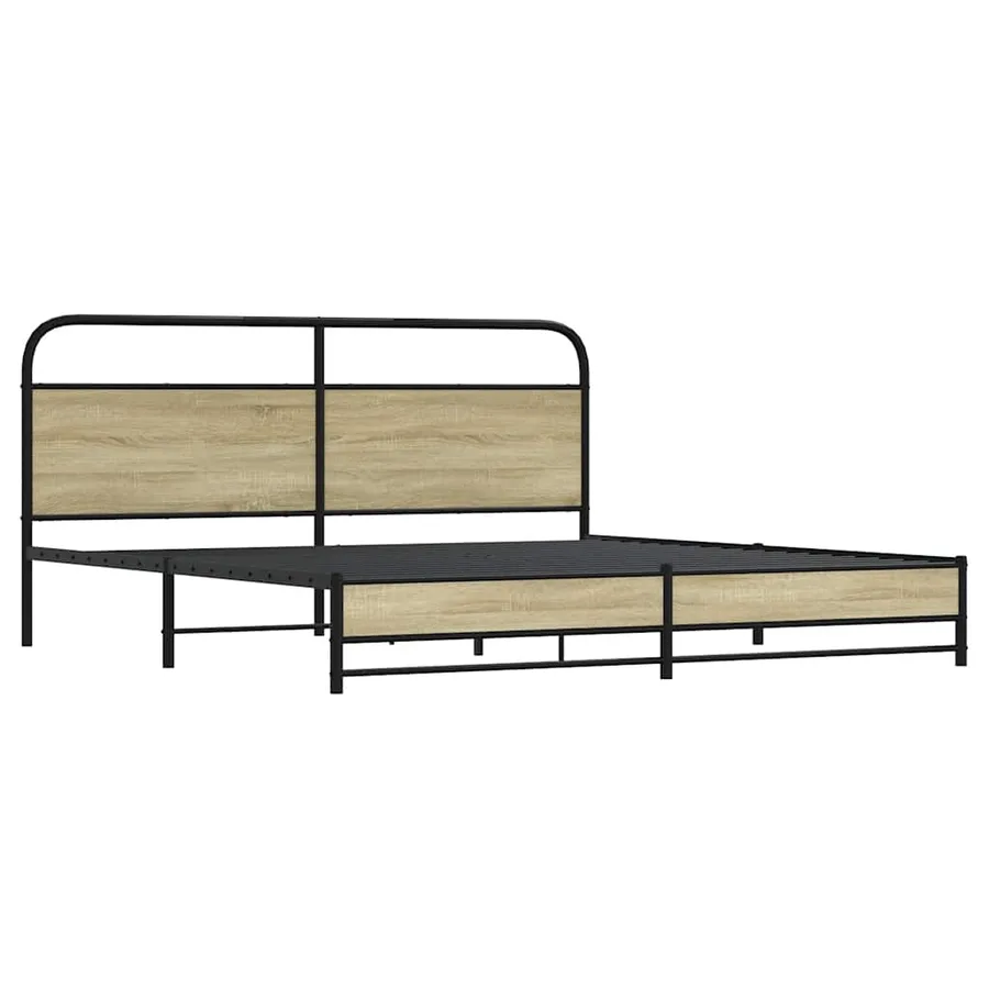 Cadre de lit en métal sans matelas chêne sonoma 180x200 cm - 3
