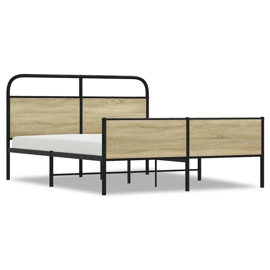 Cadre de lit en métal sans matelas chêne sonoma 160x200 cm - 2