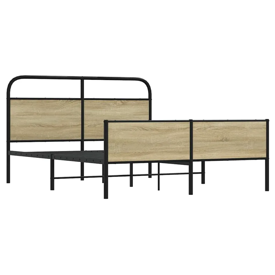 Cadre de lit en métal sans matelas chêne sonoma 160x200 cm - 3
