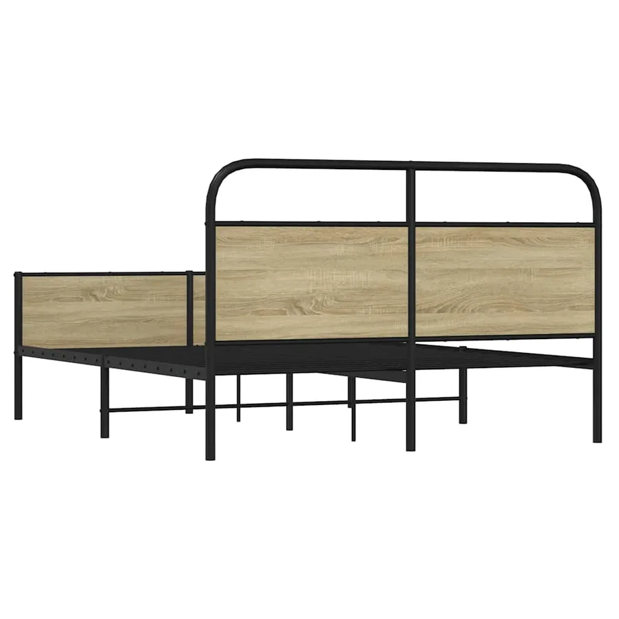 Cadre de lit en métal sans matelas chêne sonoma 160x200 cm - 7