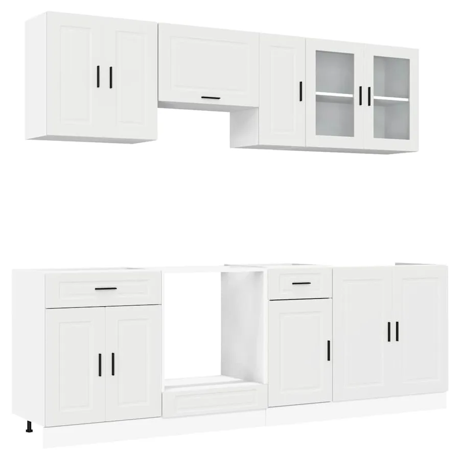 Ensemble de 8 meubles de cuisine "Porto" en bois d'ingénierie blanc - 2