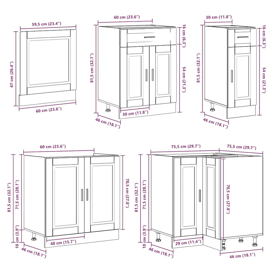 Ensemble d'armoires de cuisine 11 pcs Porto bois d'ingénierie - 10