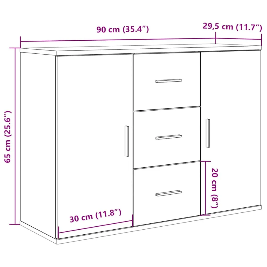 Buffet vieux bois 90x29,5x65 cm bois d'ingénierie - 10