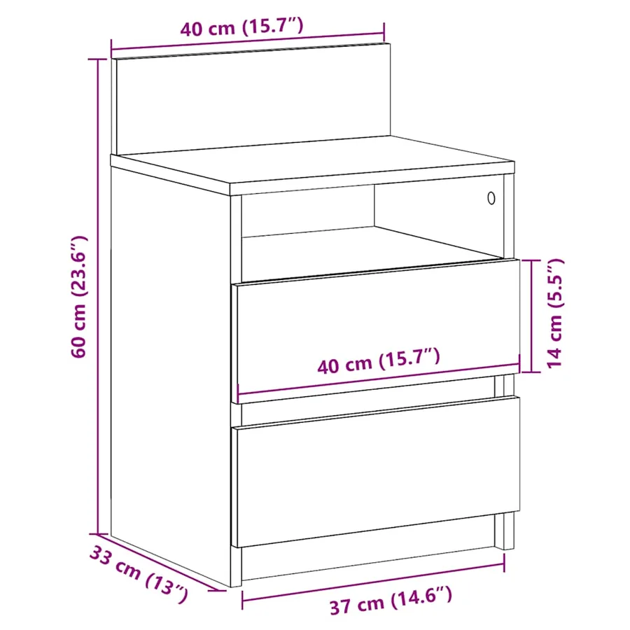 Tables de chevet 2 pcs avec 2 tiroirs blanc 40x33x60 cm - 12