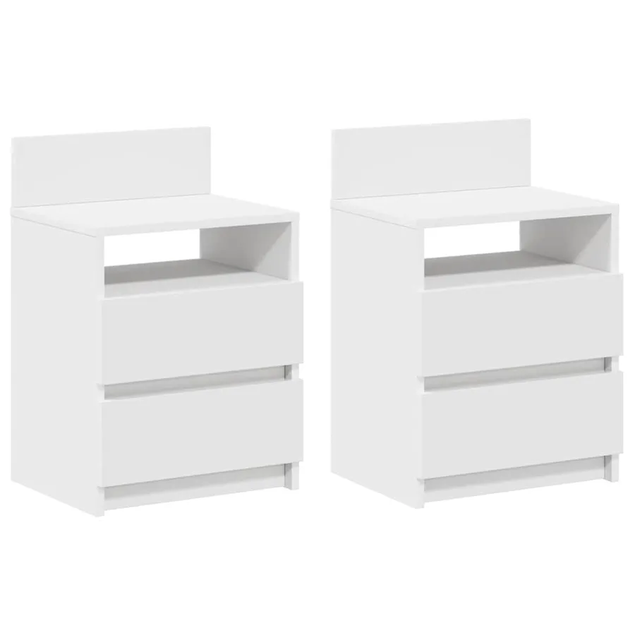 Tables de chevet 2 pcs avec 2 tiroirs blanc 40x33x60 cm - 2