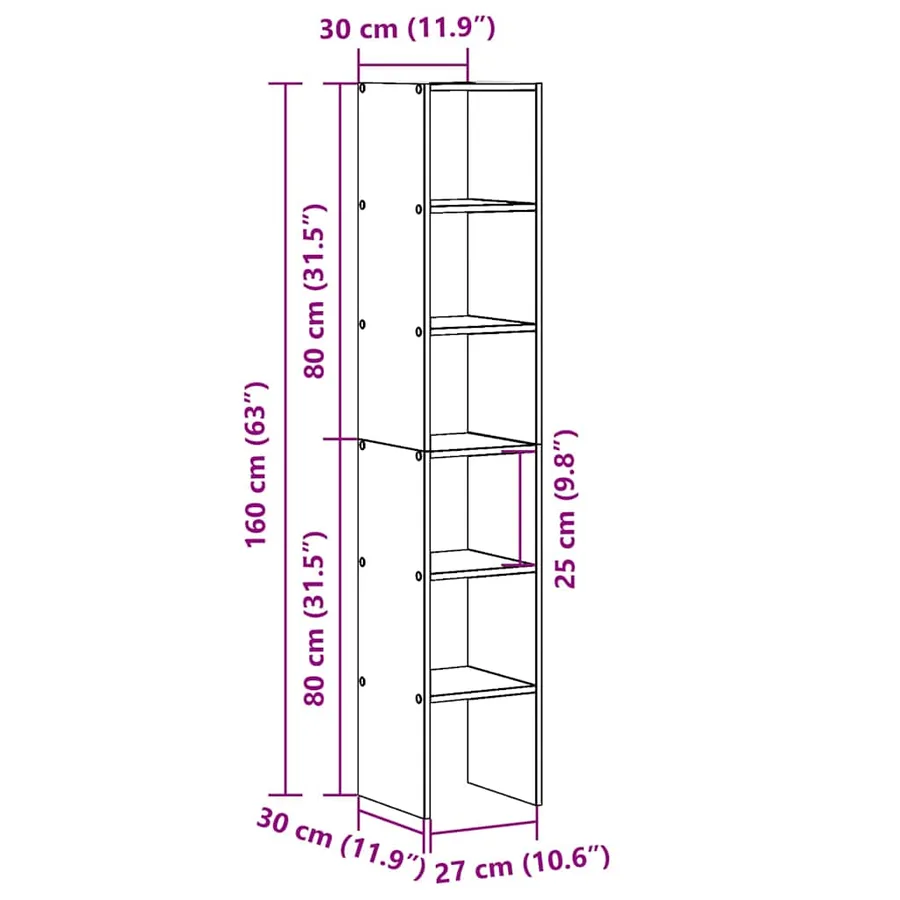Bibliothèques 2 pcs empilable vieux bois bois d'ingénierie - 10