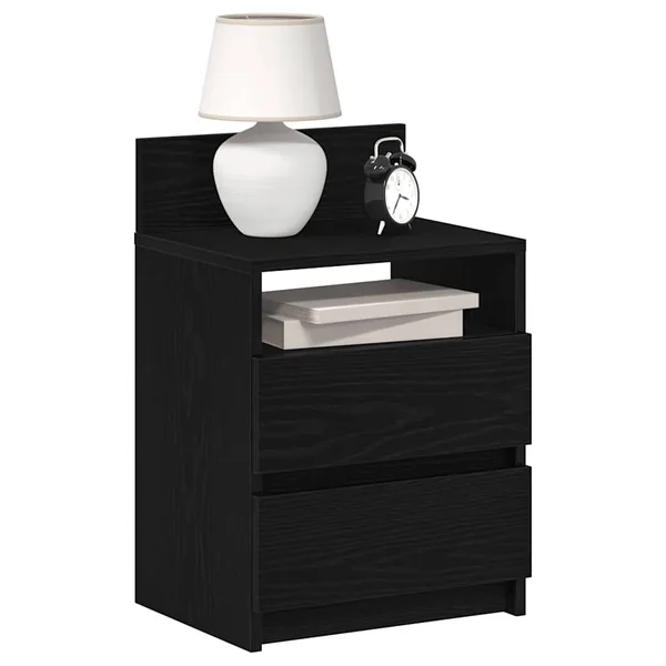 Tables de chevet (lot de 2) avec 2 tiroirs noires 40 x 33 x 60 cm