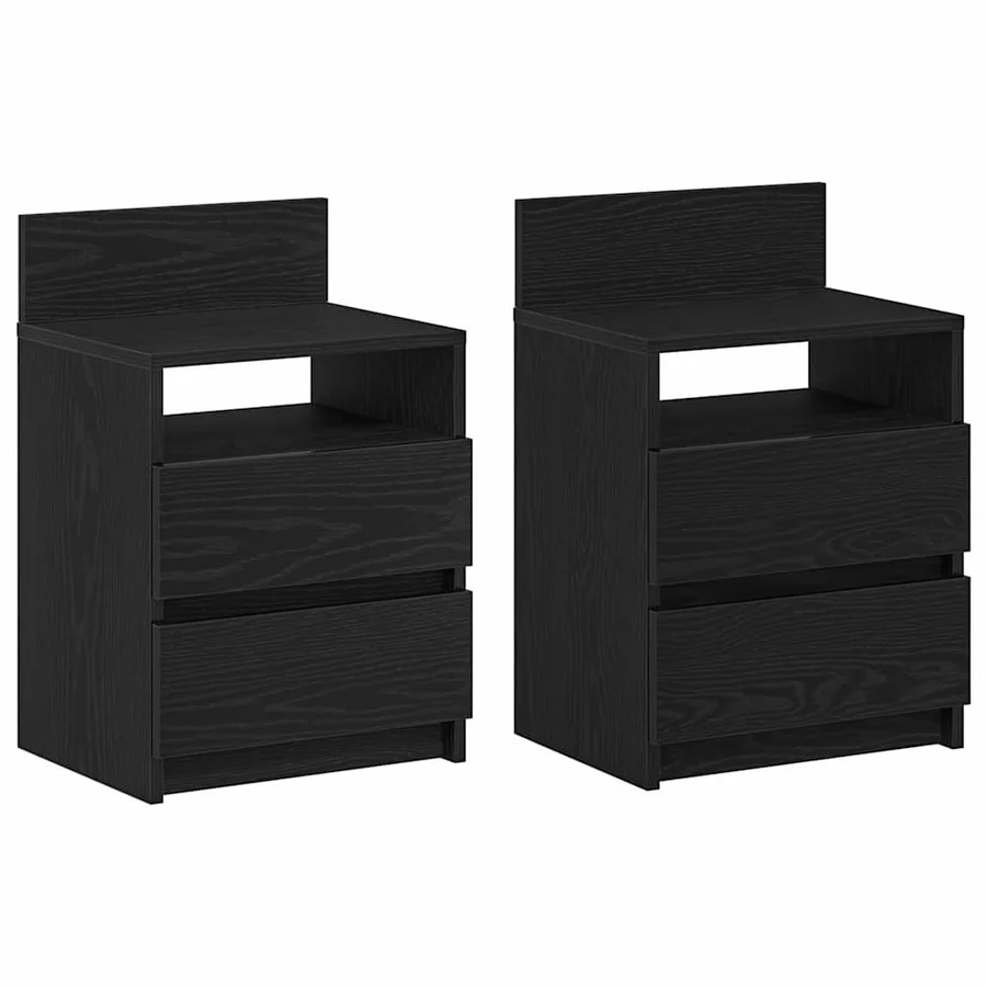 Tables de chevet (lot de 2) avec 2 tiroirs noires 40 x 33 x 60 cm - 2
