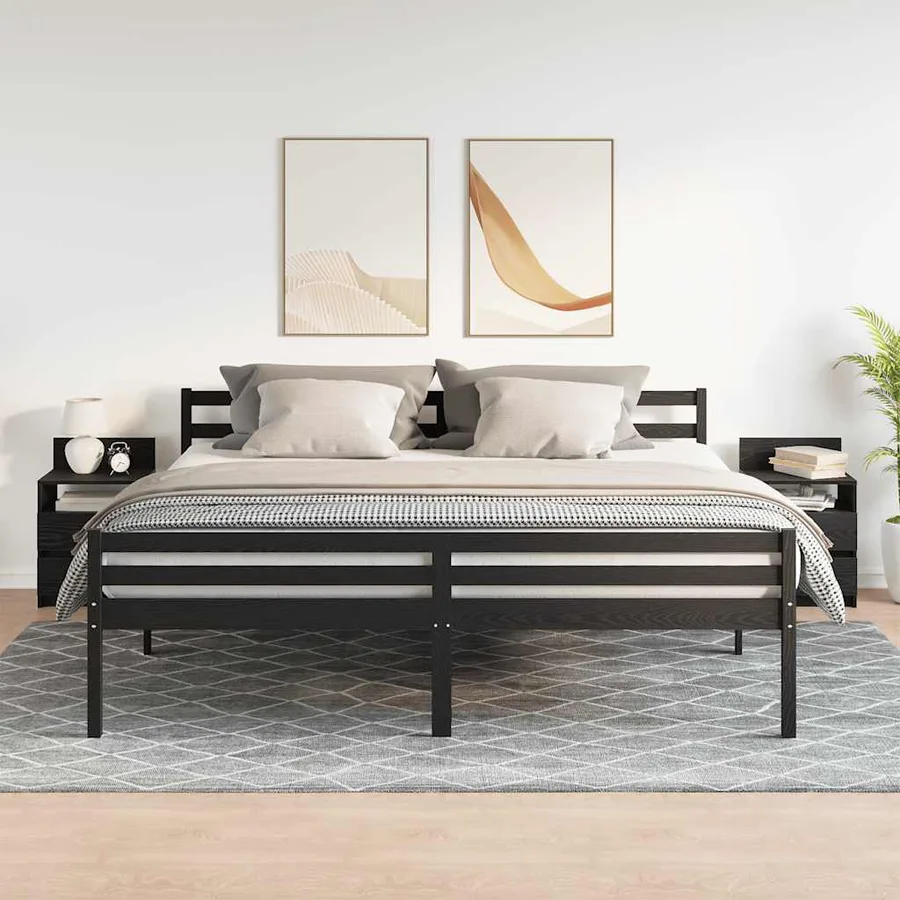 Tables de chevet (lot de 2) avec 2 tiroirs noires 40 x 33 x 60 cm - 3