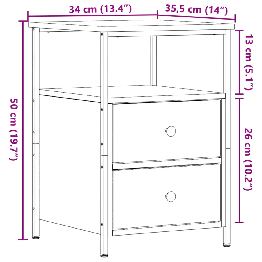 Table de chevet vieux bois 34x35,5x50 cm bois d’ingénierie - 10
