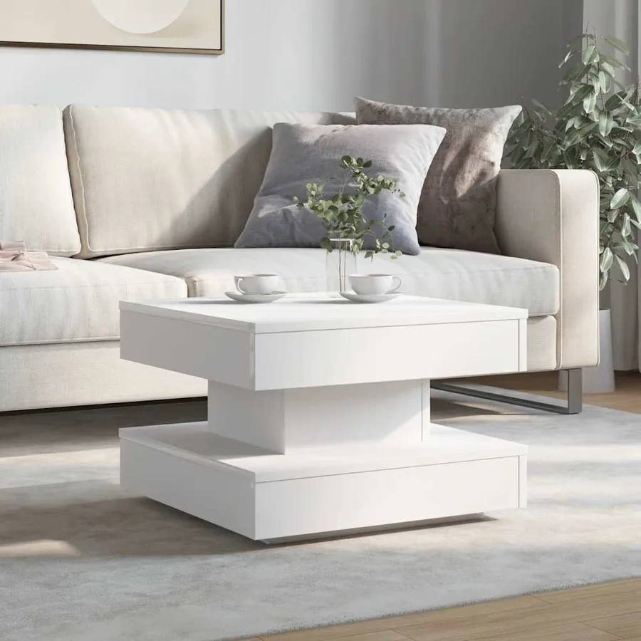 Table basse rotative à 360 degrés blanc 50x50x34,5 cm - 3