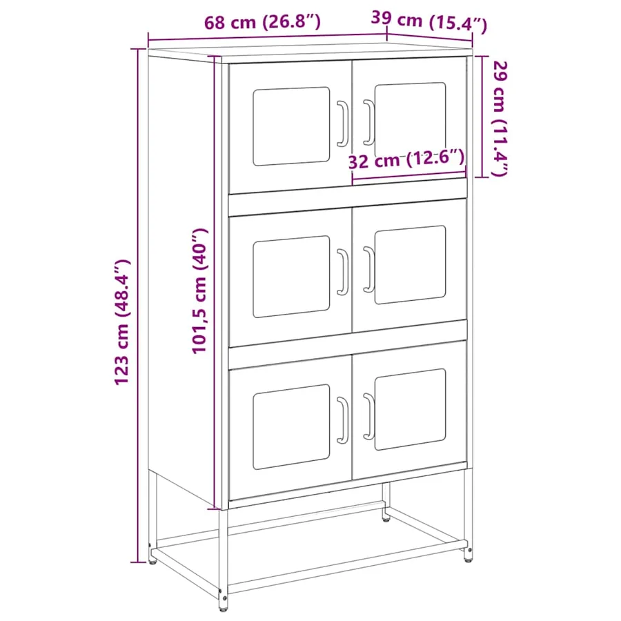 Buffet haut rose 68x39x123 cm acier - 13