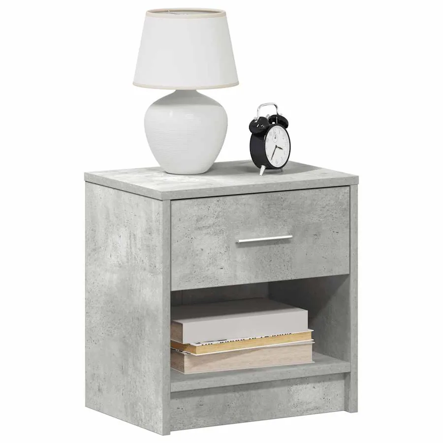 Table de chevet avec tiroir Gris béton 39x28x41 cm - 3