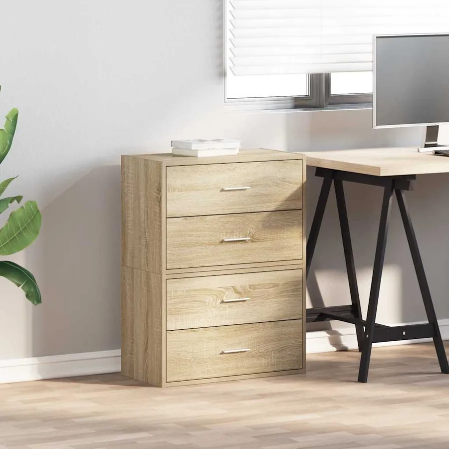 Armoires avec 2 tiroirs 2 pcs chêne sonoma bois d'ingénierie - 3