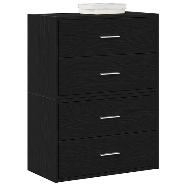 Armoires avec 2 tiroirs 2 pcs chêne noir bois d'ingénierie