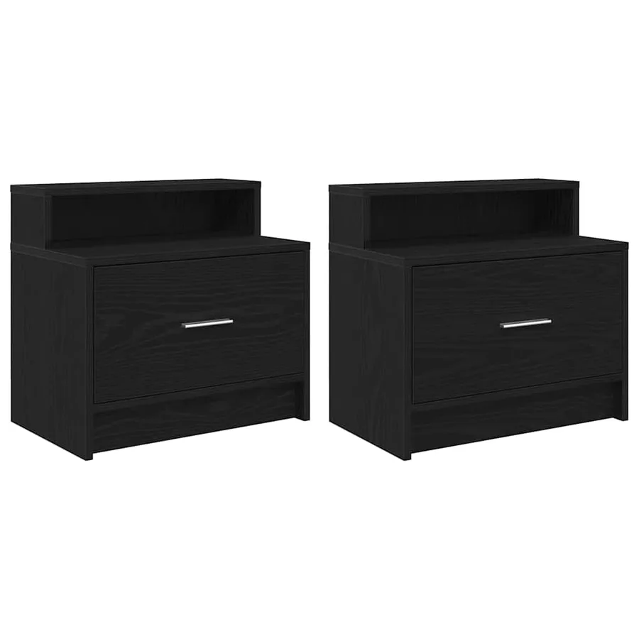 Tables de chevet avec tiroir 2 pcs chêne noir 51x31x47 cm - 2