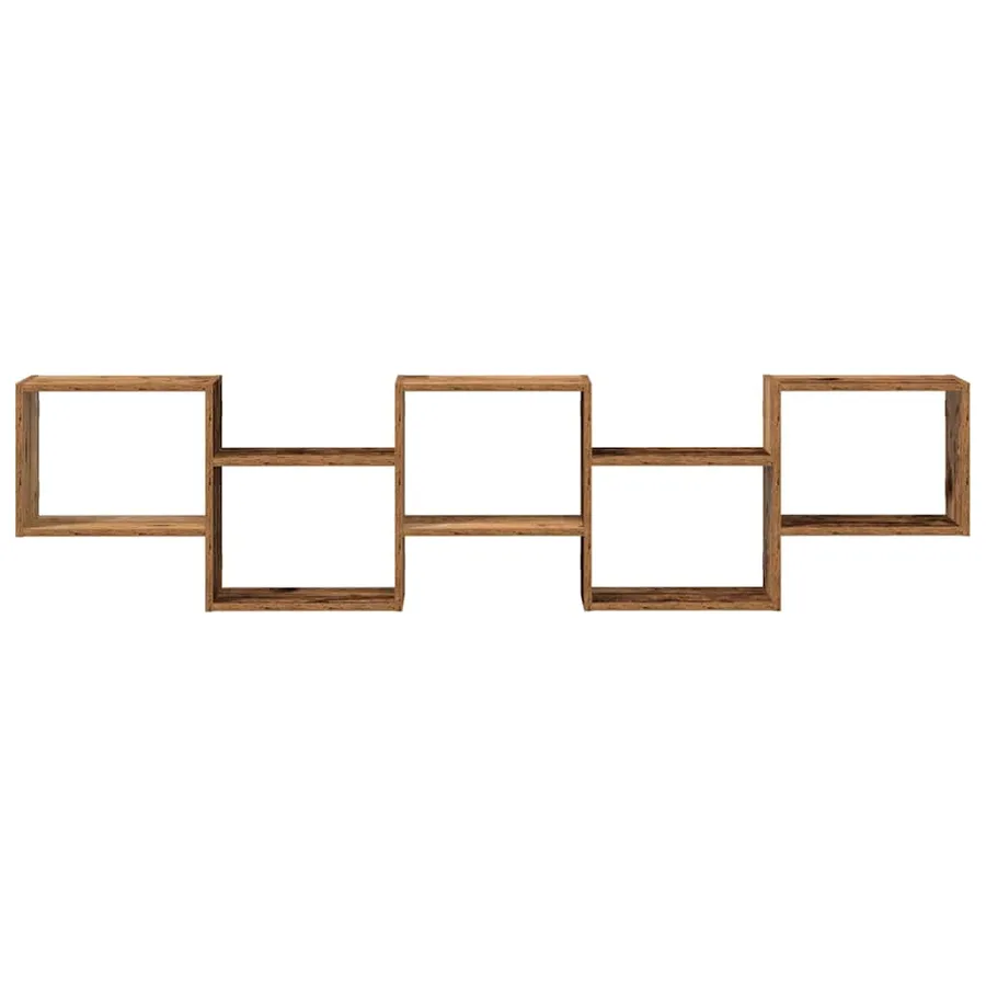 Étagère cube murale 5 compartiments vieux bois bois ingénierie - 4