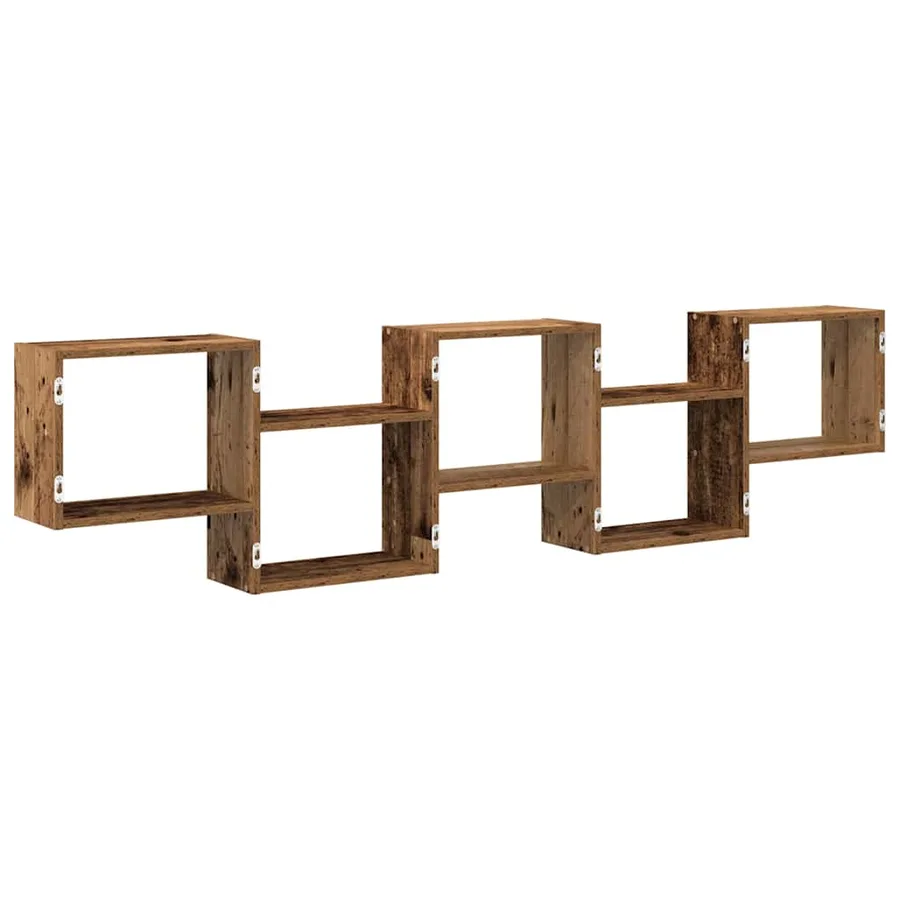 Étagère cube murale 5 compartiments vieux bois bois ingénierie - 6