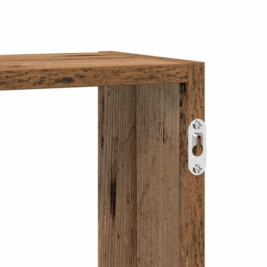 Étagère cube murale 5 compartiments vieux bois bois ingénierie - 8