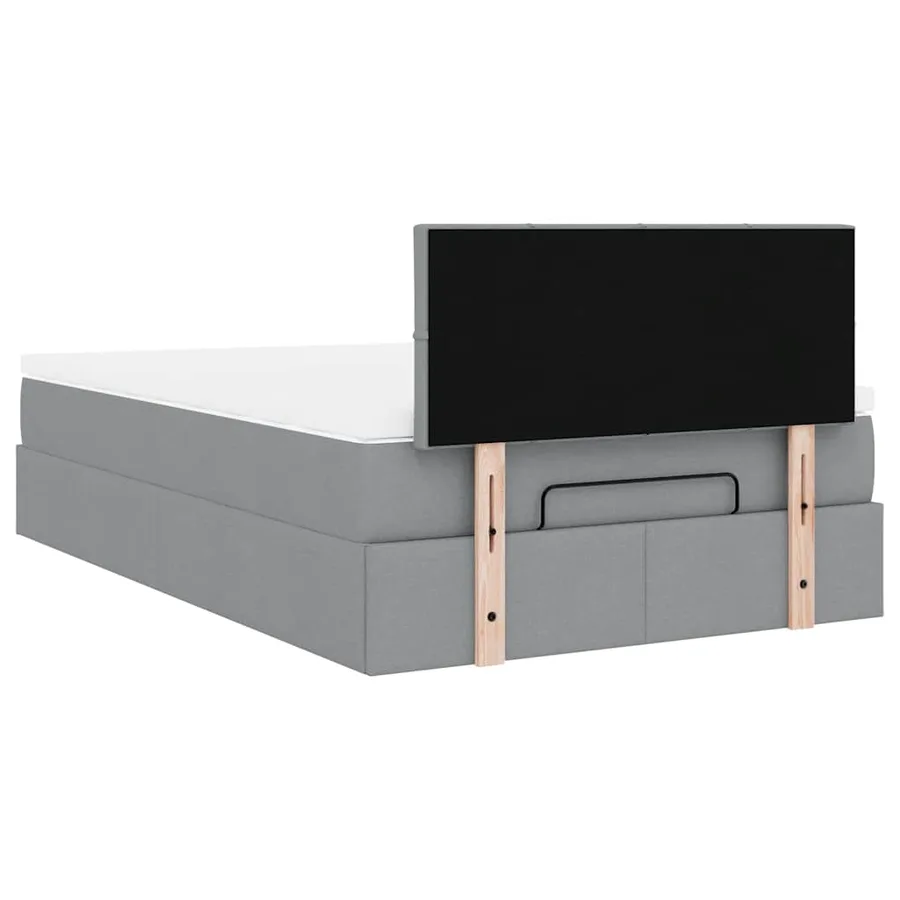 Lit ottoman avec matelas gris clair 120x200 cm tissu - 11