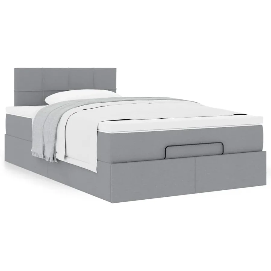 Lit ottoman avec matelas gris clair 120x200 cm tissu - 4