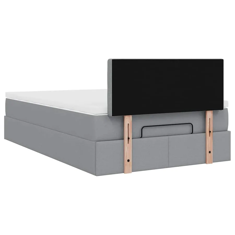 Lit ottoman avec matelas gris clair 120x200 cm tissu - 11