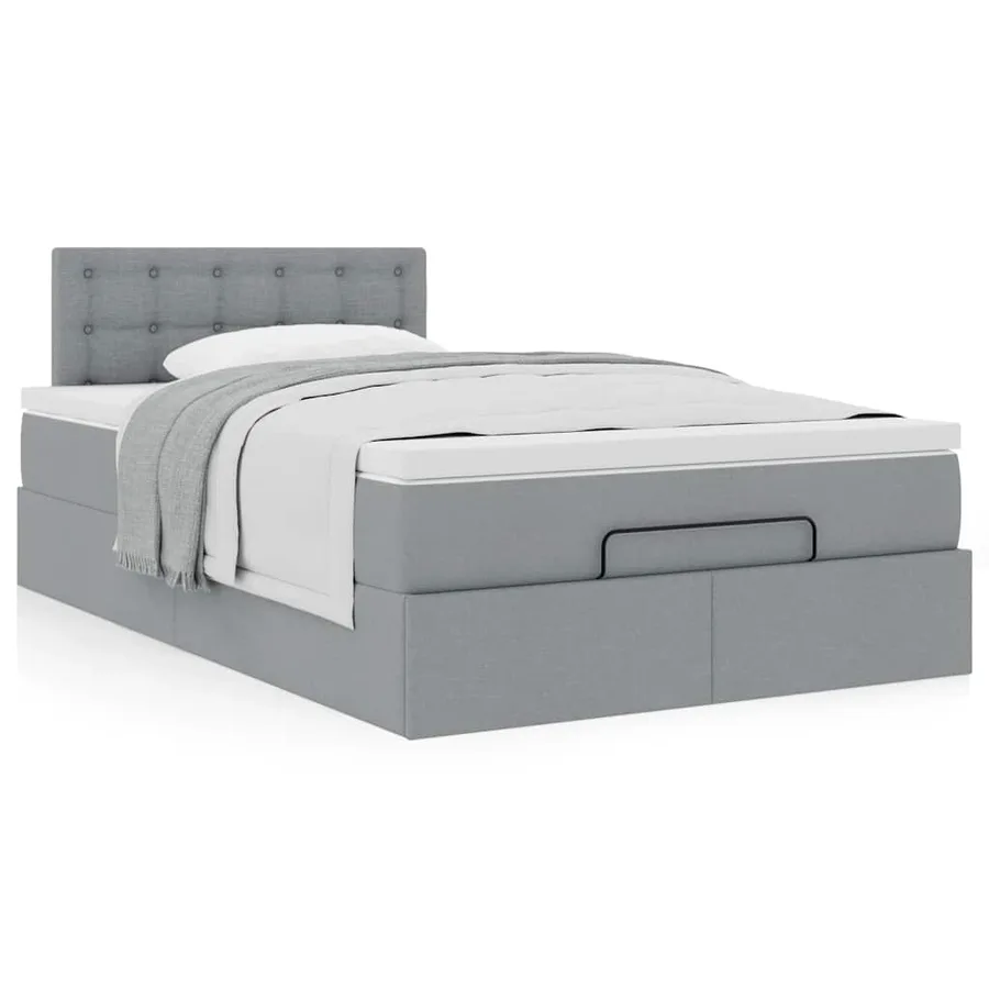 Lit ottoman avec matelas gris clair 120x200 cm tissu - 4