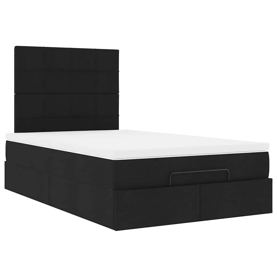 Cadre de lit ottoman avec matelas noir 120x200cm tissu - 6