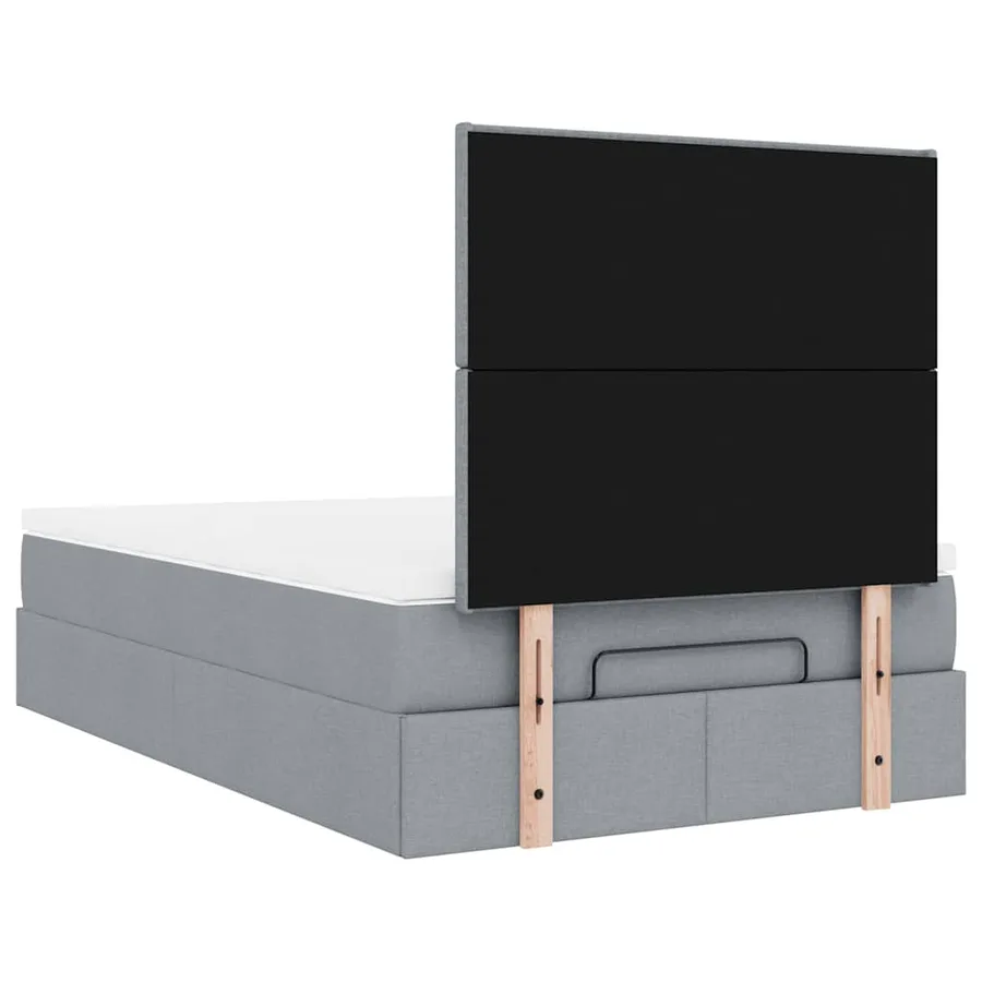 Cadre de lit ottoman et matelas gris clair 120x200 cm tissu - 11