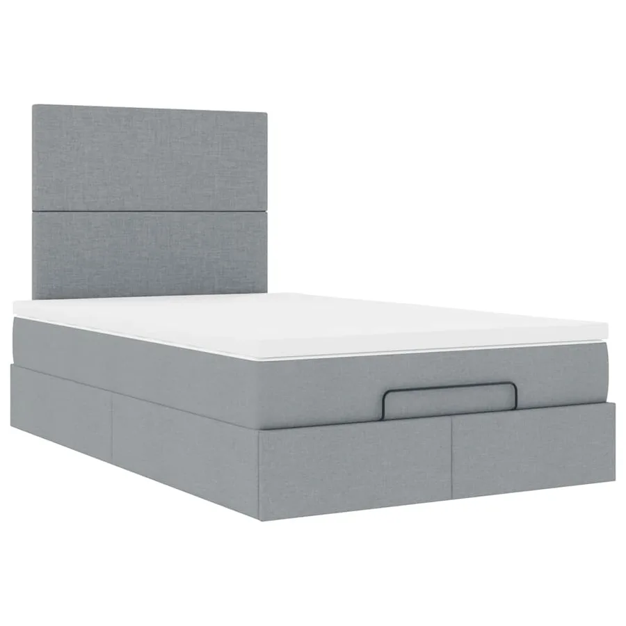 Cadre de lit ottoman et matelas gris clair 120x200 cm tissu - 6