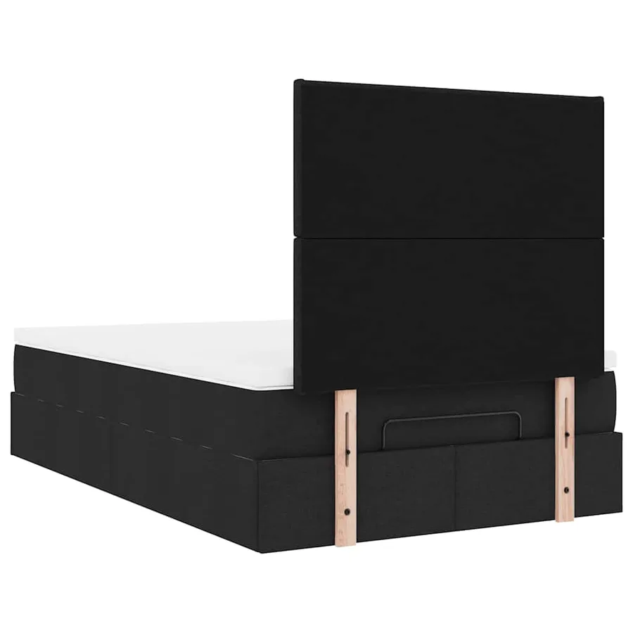 Cadre de lit ottoman avec matelas noir 120x200cm tissu - 11