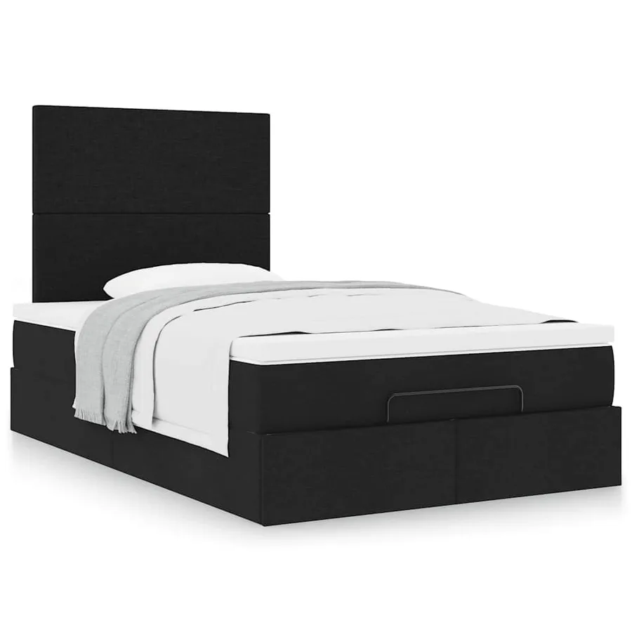 Cadre de lit ottoman avec matelas noir 120x200cm tissu - 4