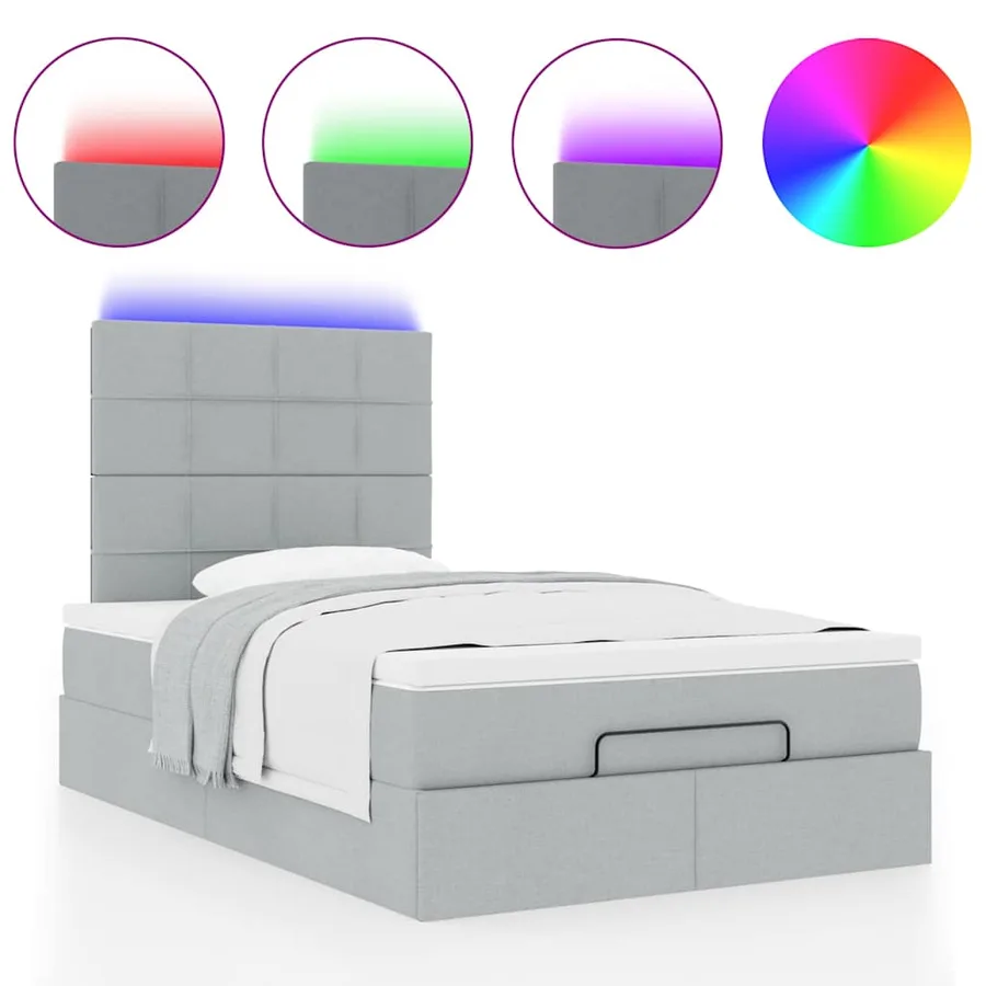 Cadre de lit ottoman et matelas gris clair 120x200 cm tissu - 5