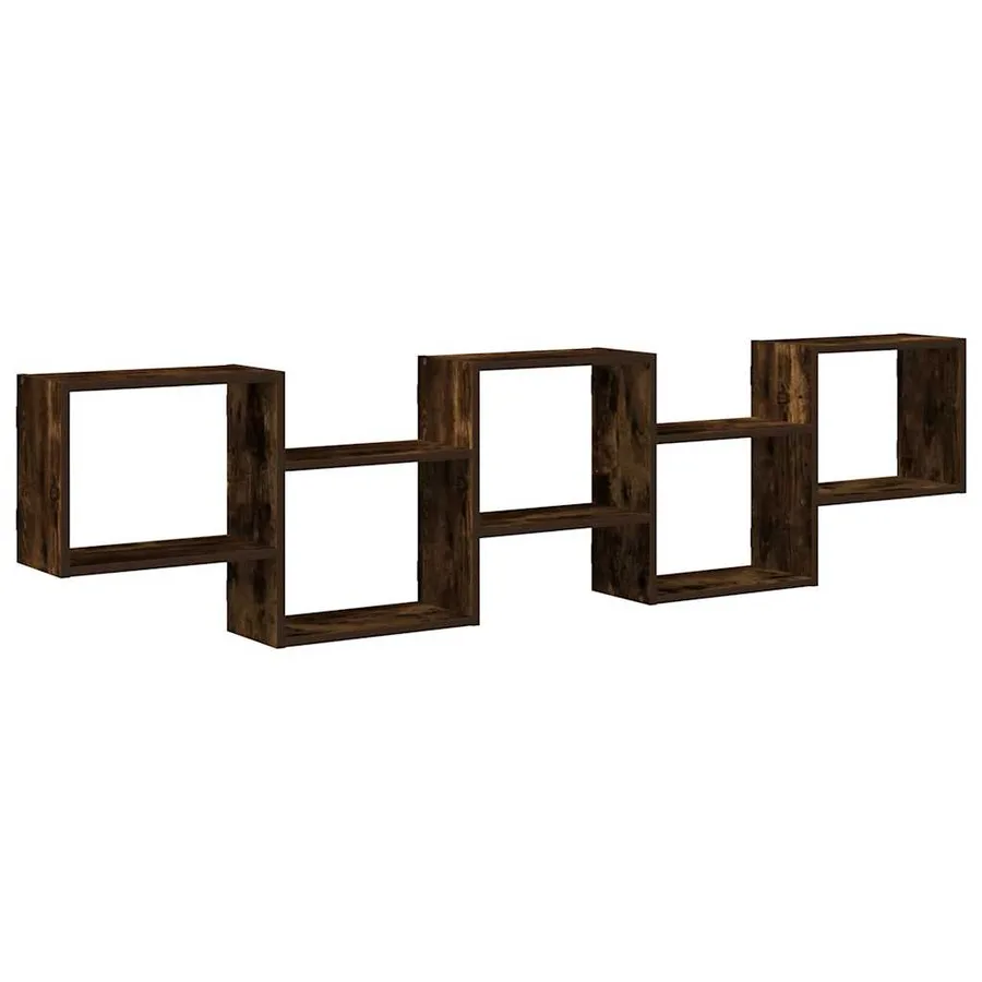 Étagère cube murale 5 compartiments chêne fumé bois ingénierie - 2